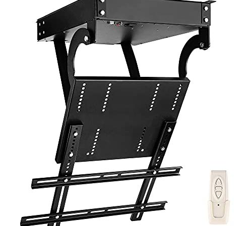 BAOSHISHAN Ceiling TV Mount 90°Flip Down TV Mount for 75-85 Inch Screens Large TV Hanging Bracket Sloped Wall with Remote Control, Up to 176 Lbs, Max VESA 600x400mm, Black