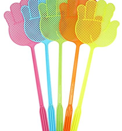 Dirza Fly Swatter - Funny Hand Shaped Fly Swatters -Durable - Colorful for Home/Indoor/Outdoor/Classroom/Office/Pack of 5