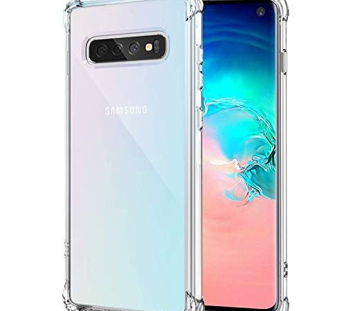 Galaxy S10 Case Ultra Crystal Clear Shockproof Bumper Protective Case for Samsung Galaxy S10 Transparent TPU Slim Fit Flexible Cell Phone Back Covers for Men Women Boys Girls Rubber Silicone Gel Soft