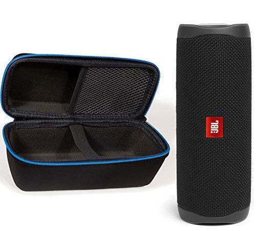 JBL Flip 5 Waterproof Portable Wireless Bluetooth Speaker Bundle with divvi! Protective Hardshell Case - Black