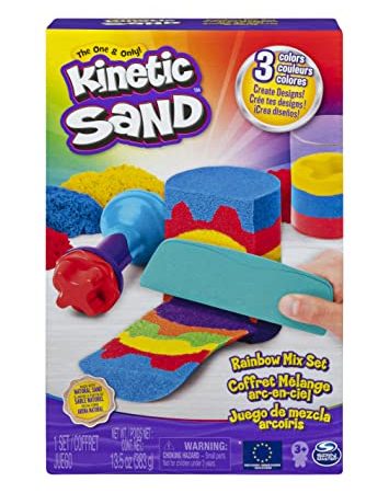 Kinetic Sand 6053691 Rainbow Mix Set with 3 Colours (382g) and 6 Tools, for Kids Aged 3 and Up, Multicoloured