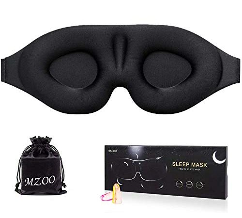 MZOO Sleep Eye Mask for Men Women, 3D Contoured Cup Sleeping Mask & Blindfold, Concave Molded Night Sleep Mask, Block Out Light, Soft Comfort Eye Shade Cover for Travel Yoga Nap, Black