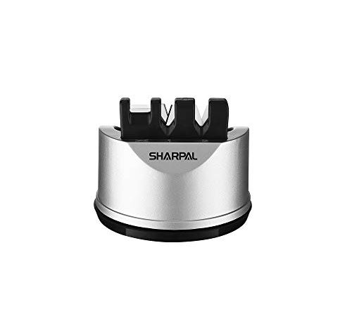 SHARPAL 191H Pocket Kitchen Chef Knife Scissors Sharpener for Straight & Serrated Knives, 3-Stage Knife Sharpening Tool Helps Repair and Restore Blades