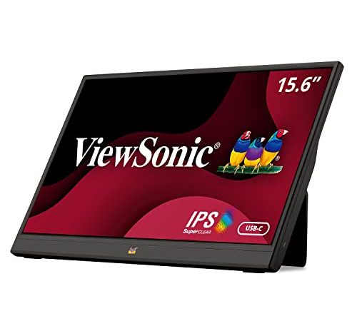 ViewSonic VA1655 15.6 Inch 1080p Portable IPS Monitor with Mobile Ergonomics, USB-C and Mini HDMI for Home and Office