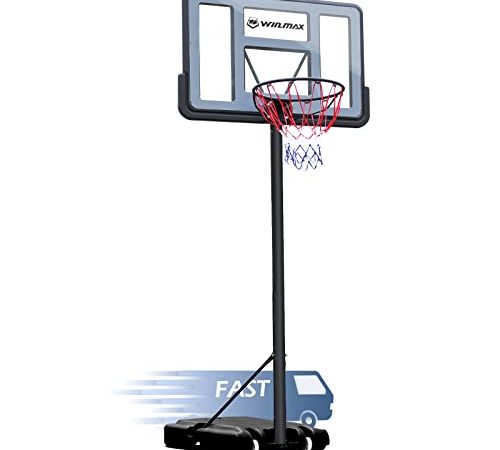 WIN.MAX Portable Basketball Hoop Goal System 4.8-10ft Adjustable 44in Backboard for Kids/Adults Indoor Outdoor