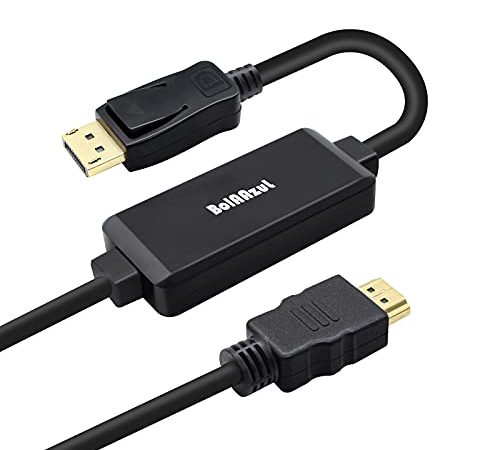 Active 4K HDMI to Displayport 1.2 Converter Adapter Cable 6FT/1.8M, BolAAzuL HDMI Source to DisplayPort Monitor Cable Unidirectional HDMI 1.4 Male to DP 1.2 Male -AHDPC