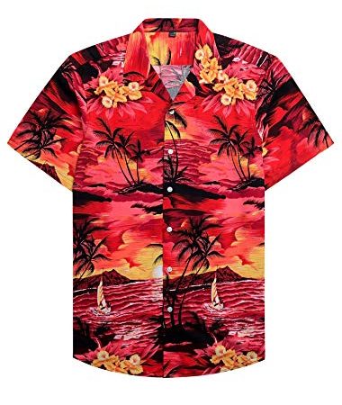 Alimens & Gentle 100% Cotton Regular Fit Short Sleeve Casual Hawaiian Shirt for Men - M