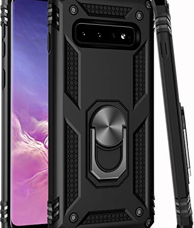 Galaxy S10+ Plus Case,(NOT for Small S10),Military Grade 16ft. Drop Tested Cover with Magnetic Ring Kickstand Compatible with Car Mount Holder,Protective Phone Case for Samsung Galaxy S10 Plus Black