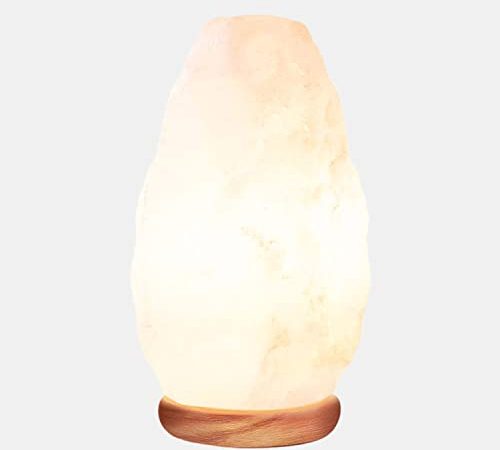Himalayan Glow White Salt Crystal Lamp,Natural Salt Night Light,Hand Crafted Salt Lamp with Neem Wooden Base,Salt Lamp Bulb,(ETL Certified) Dimmer Switch | 5-7 LBS