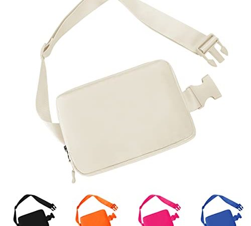 TDIFFUN Fanny Packs for Women Men, Fashion Waist Pack Small Belt Bag with Adjustable Strap for Running, Travel and Hiking, Cream