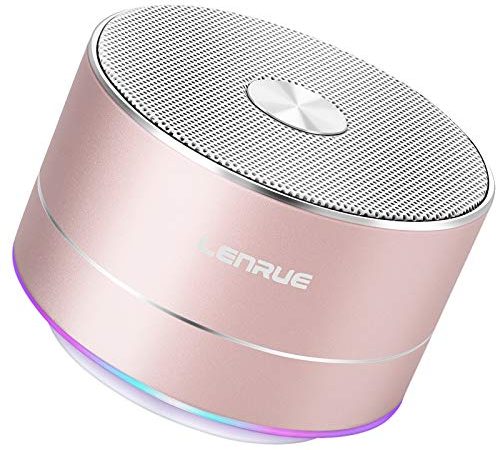 A2 LENRUE Portable Wireless Bluetooth Speaker with Built-in-Mic,Handsfree Call,AUX Line,TF Card,HD Sound and Bass for iPhone Ipad Android Smartphone and More(Rose Gold)
