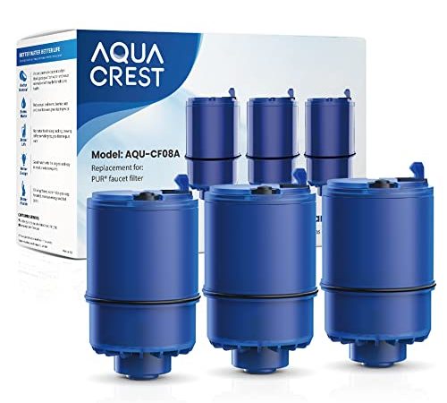 AQUA CREST NSF Certified Water Filter, Replacement for Pur® RF9999® Faucet Water Filter, Pur® Faucet Model FM-2500V, FM-3700, PFM150W, PFM350V, PFM400H, Pur-0A1 (Pack of 3), Model No.: AQU-CF08A