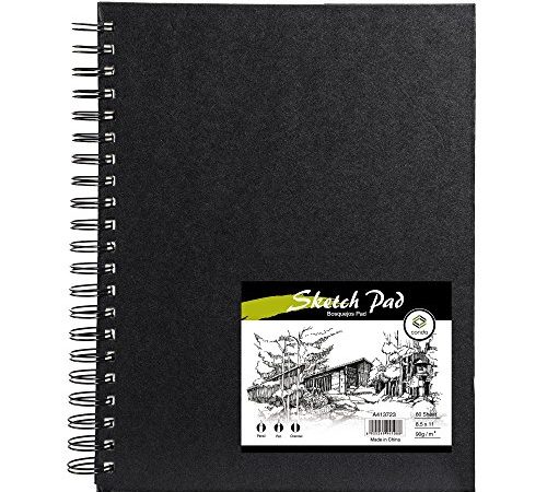 conda 8.5"x11" Hardbound Sketch Book, Double-Sided Hardcover Sketchbook, Spiral Sketch Pad, Durable Acid Free Drawing Art Paper for Kids & Adults