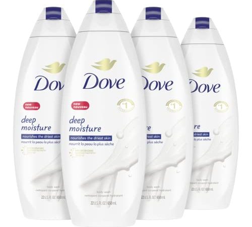 Dove Deep Moisture Body Wash For Dry Skin Moisturizing Body Wash Transforms Even The Driest Skin In One Shower, 22 Fl Oz (Pack of 4)