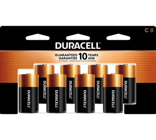 Duracell Coppertop C Batteries, C Battery with Long-lasting Power, All-Purpose Alkaline C Battery for Household and Office Devices, 8 Count (Pack of 1)