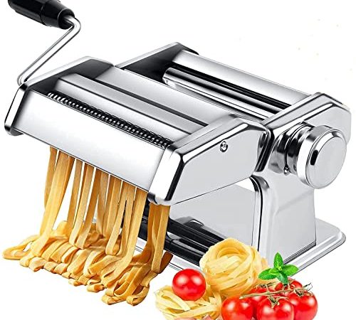 Pasta Maker Machine, 150 Roller Pasta Maker, 7 Adjustable Thickness Settings, 2-in-1 Noodles Maker with Rollers and Cutter, Perfect for Spaghetti,Fettuccini, Lasagna or Dumpling Skins