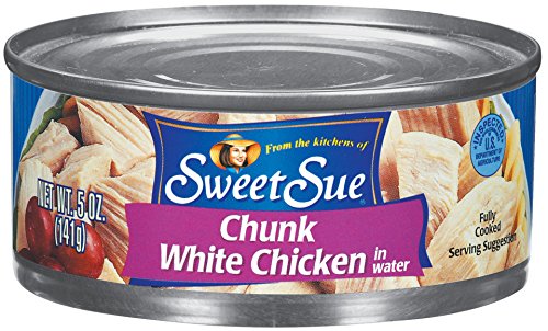 Sweet Sue Chunk White Chicken in Water - 11g Protein per Serving - Gluten Free, Keto Friendly - Great for Snack, Lunch or Dinner Recipes, 5 oz Can (Pack of 24)