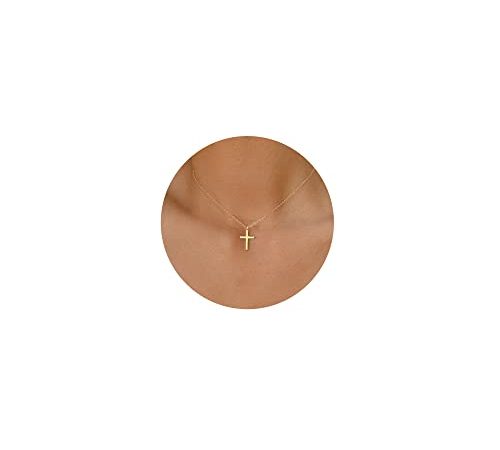 Cross Necklace for Women, 14K Gold Plated Chain Necklace Dainty Cross Pendant Necklace Simple Necklaces for Women Gold Jewelry for Women
