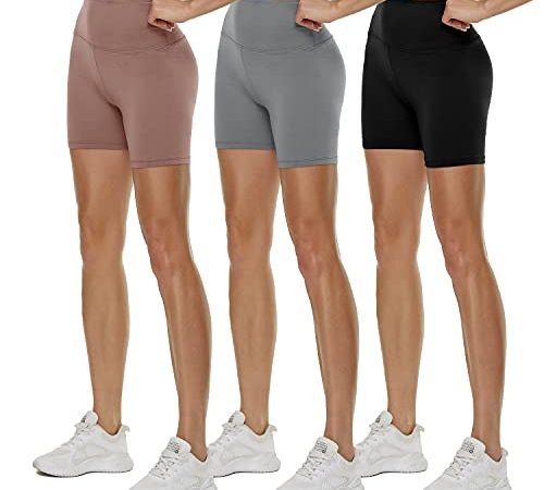 QGGQDD 3 Pack High Waisted Biker Shorts for Women – 5" Buttery Soft Black Workout Yoga Athletic Shorts