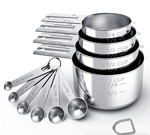 TILUCK Stainless Steel Measuring Cups & Spoons Set, Cups and Spoons,Kitchen Gadgets for Cooking & Baking (4+6)