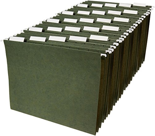 Amazon Basics Hanging Organizer File Folders - Letter Size, Green - Pack of 25