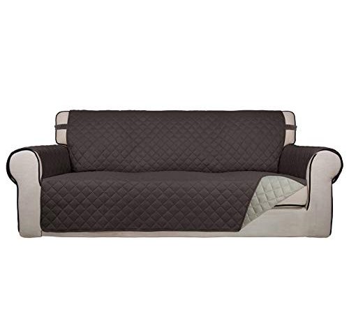 PureFit Reversible Quilted Sofa Cover, Water Resistant Slipcover Furniture Protector, Washable Couch Cover with Non Slip Foam and Elastic Straps for Kids, Dogs, Pets (Sofa, Chocolate/Beige)
