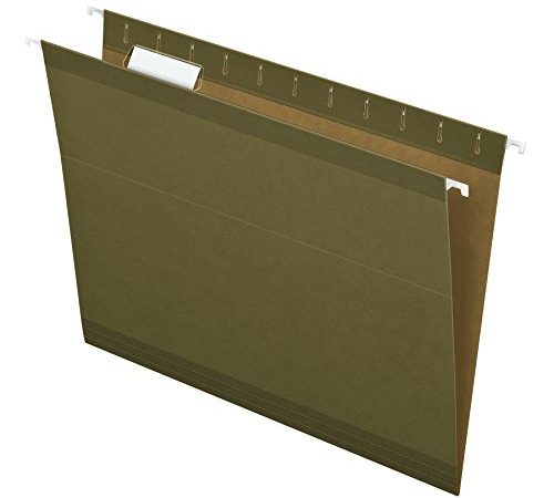 Pendaflex Reinforced Hanging Folders, Letter Size, Standard Green, 1/5 Cut, Includes Tabs and Inserts, 25/Box (41521AMZ)