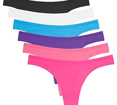 ANZERMIX Women's Breathable Cotton Thong Panties Pack of 6 (Size M)