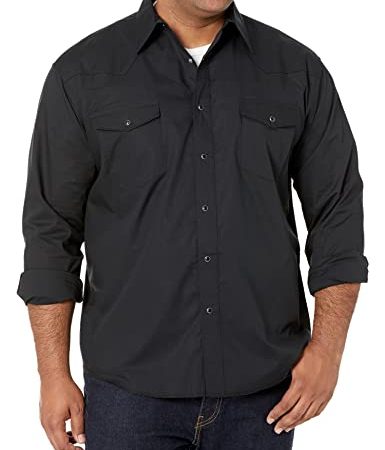 Wrangler mens Sport Western Basic Two Pocket Long Sleeve Snap button down shirts, Black, 3X US