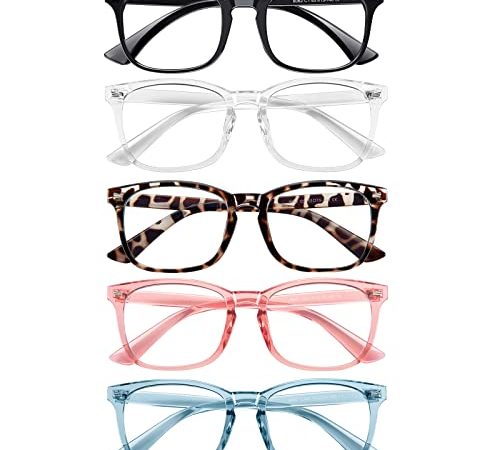 BOSSWIN Blue Light Blocking Glasses,5Pack Computer Glasses for Women/men Anti Eyestrain
