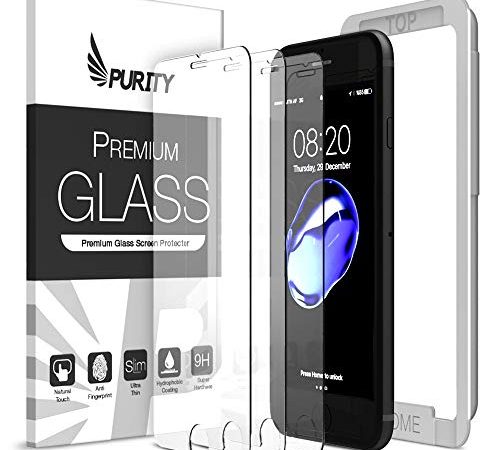 Purity Glass Screen Protector for iPhone 8 / iPhone 7 / SE 2020 (3-Pack) [w/Installation Frame] Tempered Glass Screen Protector Compatible with Apple iPhone SE 2nd Gen, 8, 7 (4.7-in) [Case Friendly]