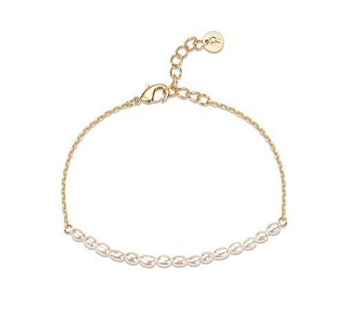 21C-B02 Freshwater Pearl Bracelet (Yellow Gold Plated)