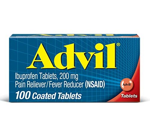 Advil Pain Reliever and Fever Reducer, Pain Relief Medicine with Ibuprofen 200mg for Headache, Backache, Menstrual Pain and Joint Pain Relief - 100 Coated Tablets