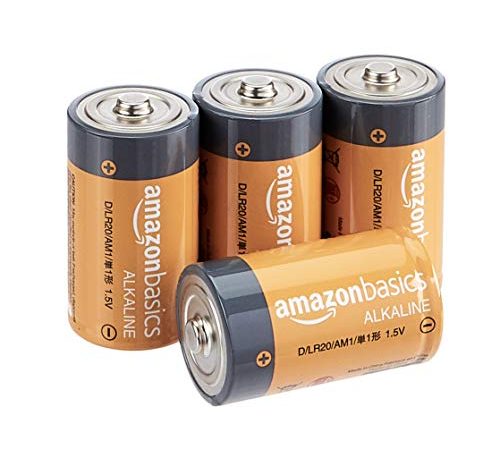 Amazon Basics 4-Pack D Cell Alkaline All-Purpose Batteries, 1.5 Volt, 5-Year Shelf Life