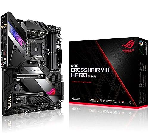 ASUS ROG X570 Crosshair VIII Hero (Wi-Fi) ATX Motherboard with PCIe 4.0, on-Board WiFi 6 (802.11Ax), 2.5 Gbps LAN, USB 3.2, SATA, M.2, Node and Aura Sync RGB Lighting