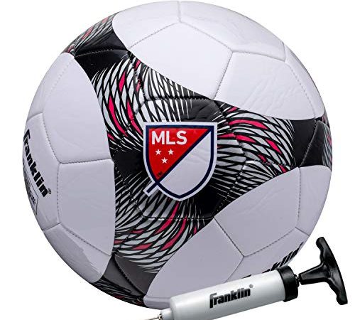 Franklin Sports MLS Pro Vent Soccer Ball - Official Size 5 Soccer Ball - Soft Cover - Official Size and Weight Soccer Ball - Air Pump Included