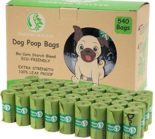 Greener Walker Poop Bags for Dog Waste-540 Bags,Extra Thick Strong 100% Leak Proof Biodegradable Dog Waste Bags (Green)