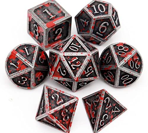 Haxtec Bloodstained Metal DND Dice Set Blood Polyhedral RPG Dice for Dungeons and Dragons Gift TTRPG Spooky Halloween Dice