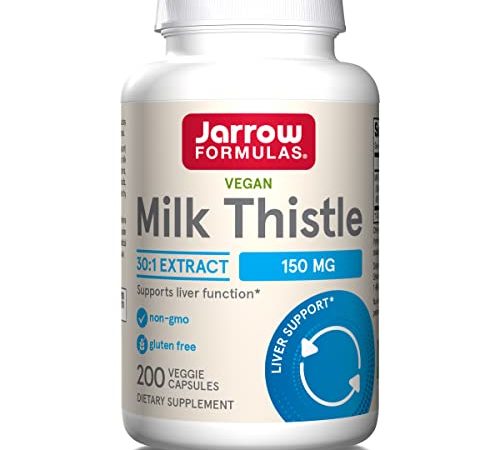 Jarrow Formulas Milk Thistle 150 mg - Antioxidant Supporting Immune Response, Liver Function & Glutathione - Up to 200 Servings (Veggie Caps) (PACKAGING MAY VARY)