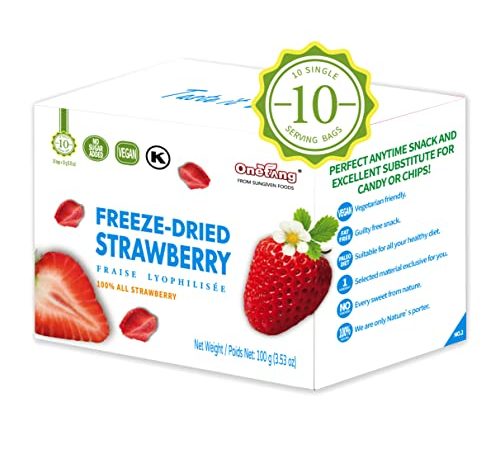 ONETANG Freeze-Dried Fruit Strawberry, 10 Pack Single-Serve Pack, Non GMO, Kosher, No Add Sugar, Gluten free, Vegan, Holiday Gifts, Healthy Snack 0.35 Ounce