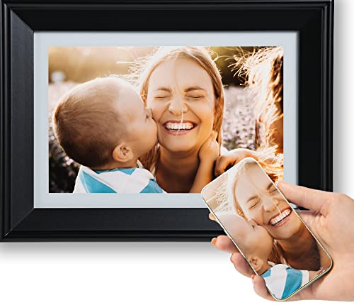 PhotoSpring 10in WiFi Digital Picture Frame, Family Can Send Photos from Anywhere via Email, App, or Web, Easy Touchscreen Setup, 1280x800 Display, Plays Videos, Black