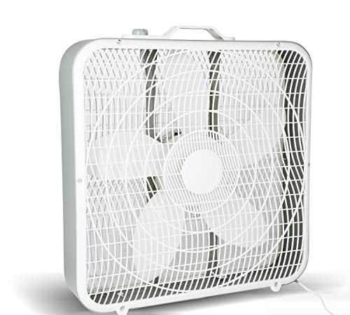 Simple Deluxe 20 Inch Box Fan, 3-Speed Cooling Floor Fan，White