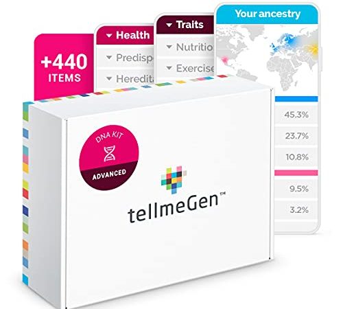 tellmeGen Advanced DNA Test: 400+ Reports About Health, Ancestry, Traits, Fitness - Fees Included - Lifetime Updates