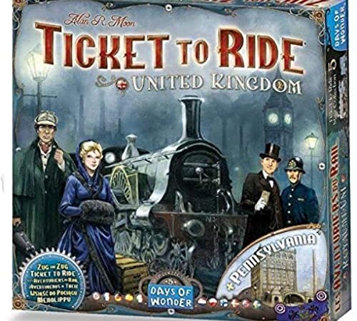 Ticket to Ride United Kingdom + Pennsylvannia Board Game EXPANSION | Strategy Game | Family Game for Kids and Adults | Ages 8+ | 2-5 Players | Average Playtime 30-60 Minutes | Made by Days of Wonder