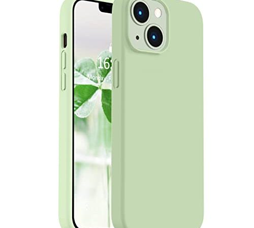 Vooii Compatible with iPhone 14 Case,[Silky Touch Premium Liquid Silicone] [Soft Anti-Scratch Microfiber Lining], Ultra Slim Shockproof Protective Case for iPhone 14 - Matcha