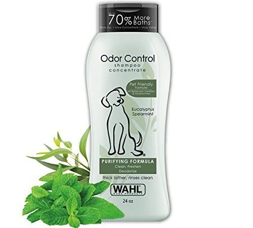 Wahl Odor Control Shampoo for Dogs & Pets - Eucalyptus & Spearmint Animal Deodorizer for Cleaning & Freshening – 24 Oz - Model 820003A