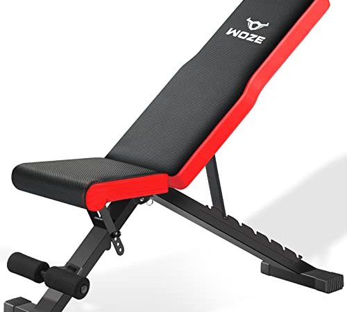 WOZE Adjustable Weight Bench, Foldable Workout Bench for Full Body Strength Training, Multi-Purpose Decline Incline Bench for Home Gym - New Version